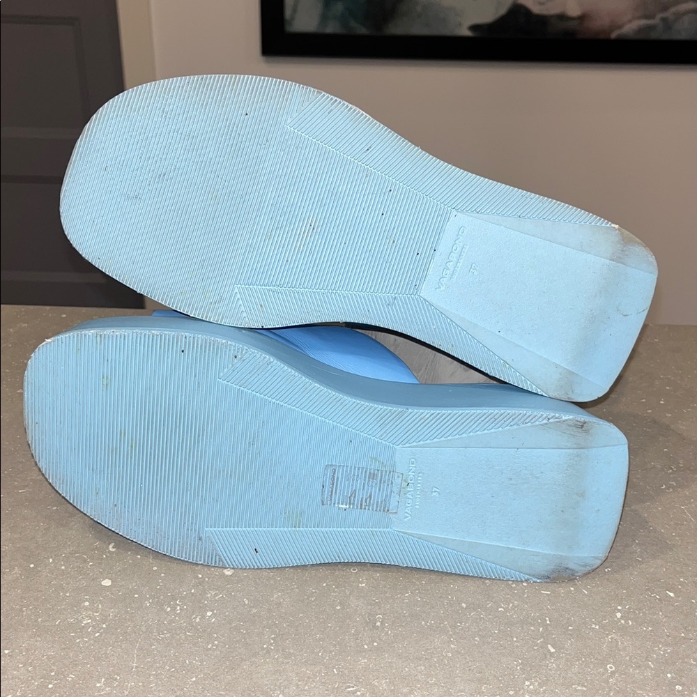 Vagabond Courtney Light Blue Platform Slides Mules Leather - Picture 4 of 6